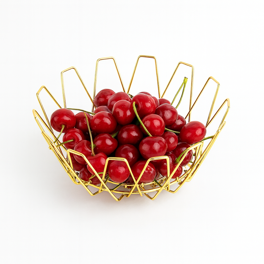 Premium Foldable Metal Basket – Golden Finish | Kitchen & Home Storage
