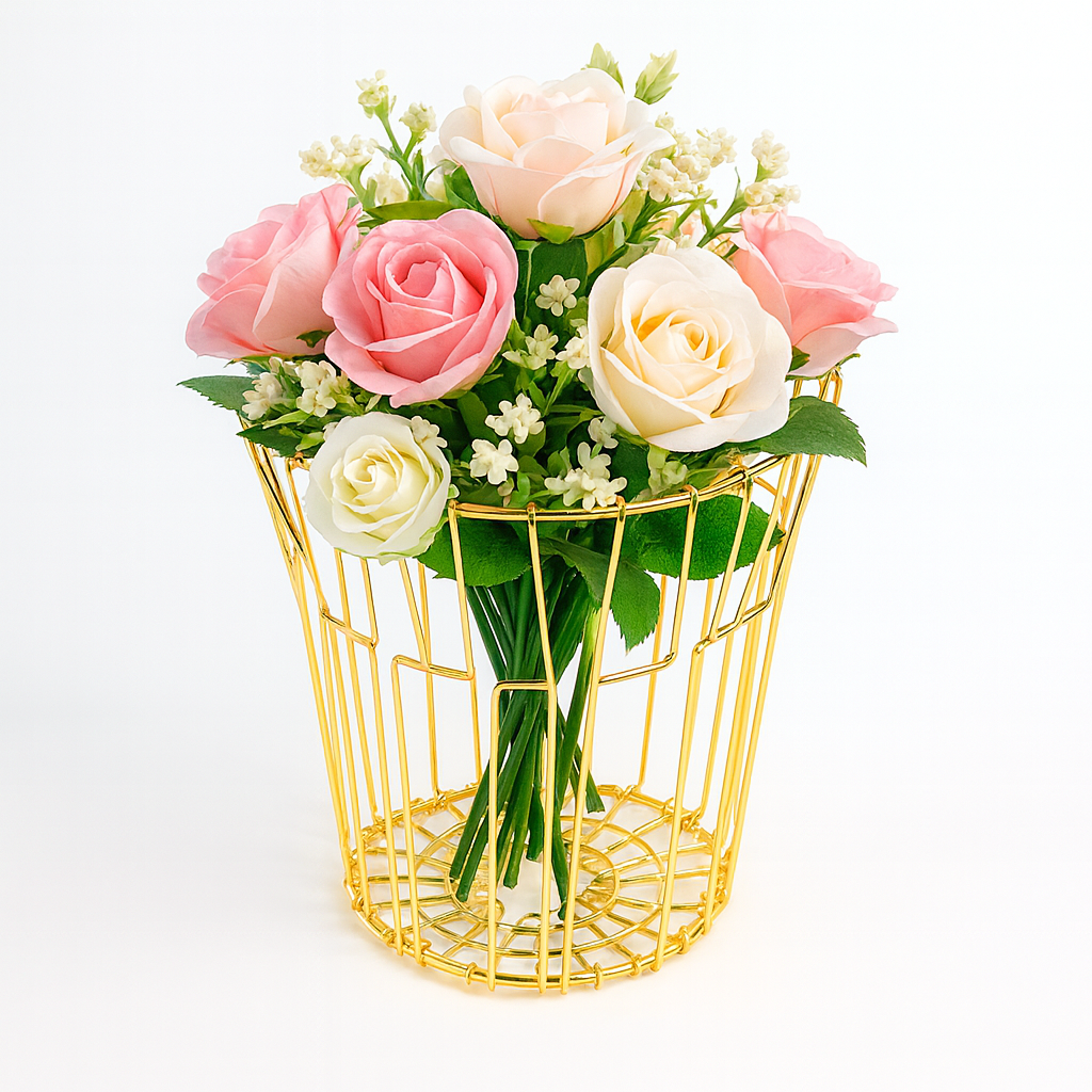 Premium Foldable Metal Basket – Golden Finish | Kitchen & Home Storage