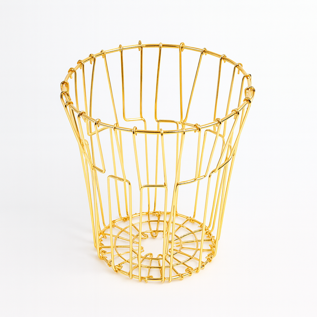 Premium Foldable Metal Basket – Golden Finish | Kitchen & Home Storage