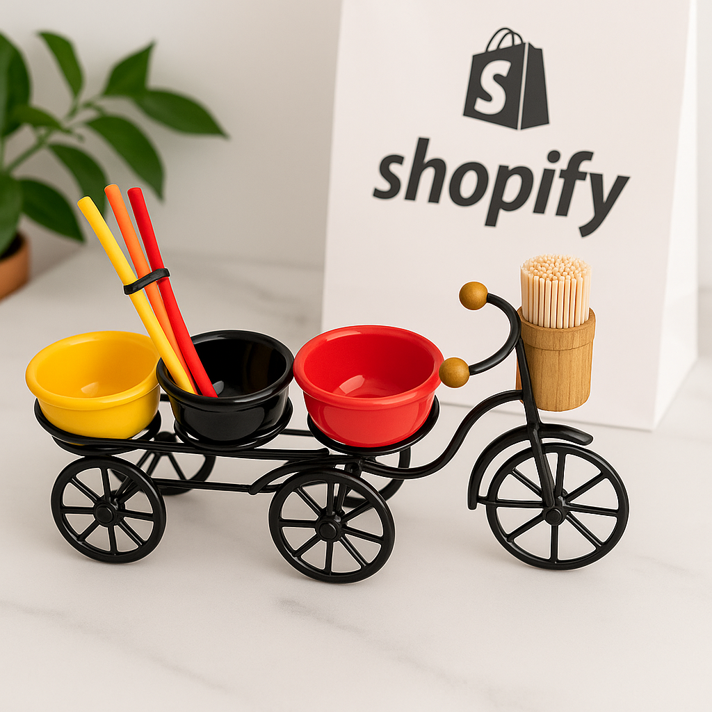 Vintage Metal Tray – 3 Bowl Condiment & Serving Organizer