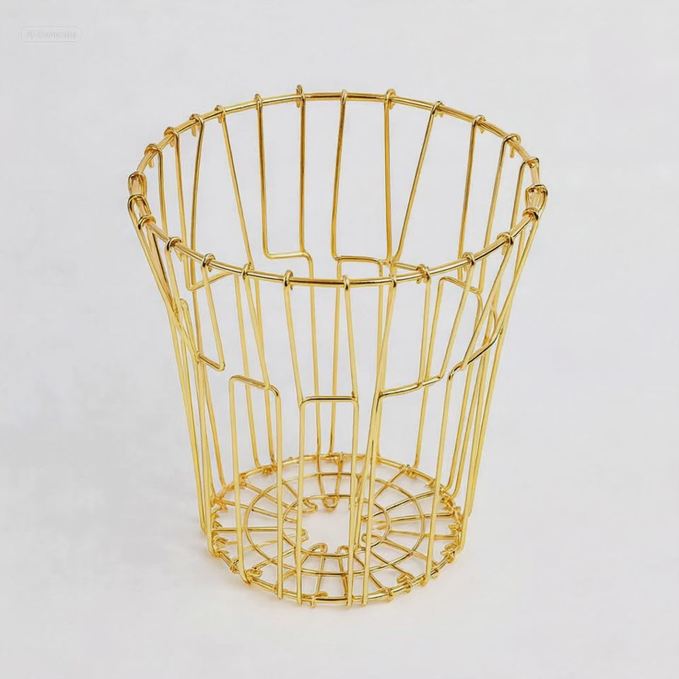 Premium Foldable Metal Basket – Golden Finish | Kitchen & Home Storage